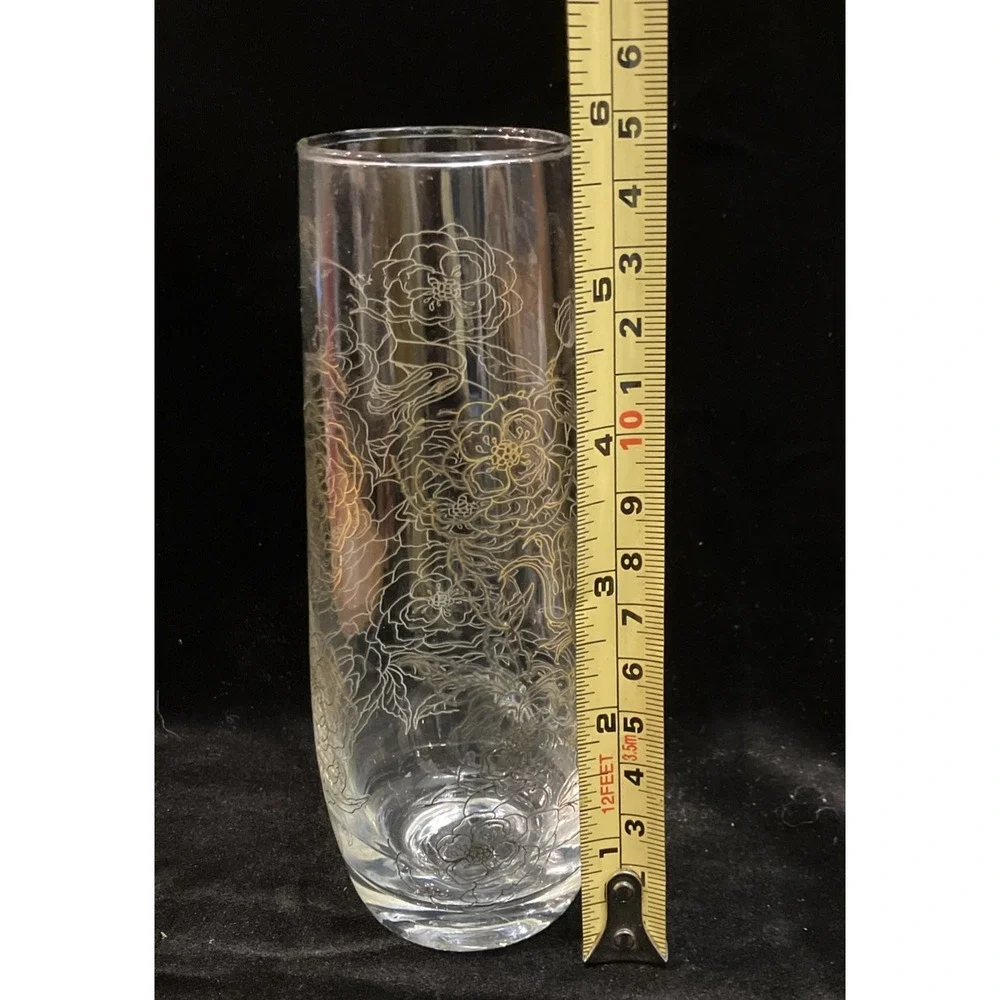 Stemless Champagne Flute Gold Gilded Rose Bouquet Wine Glass Vase Replacement